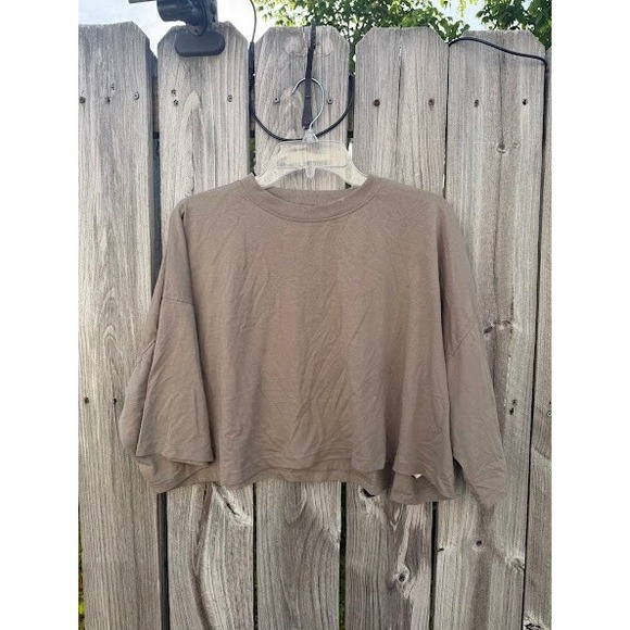 Boohoo Tops - Boxy Cropped Streetwear Boohoo T-Shirt Womens Large Taupe Brown